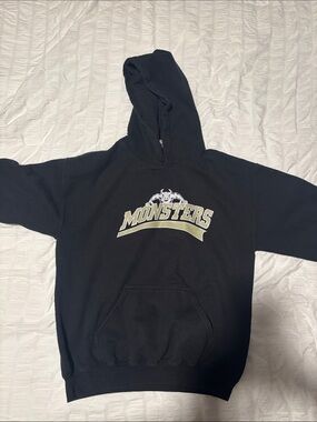 Monsters Graphic Hoodie in Black with Gold Logo